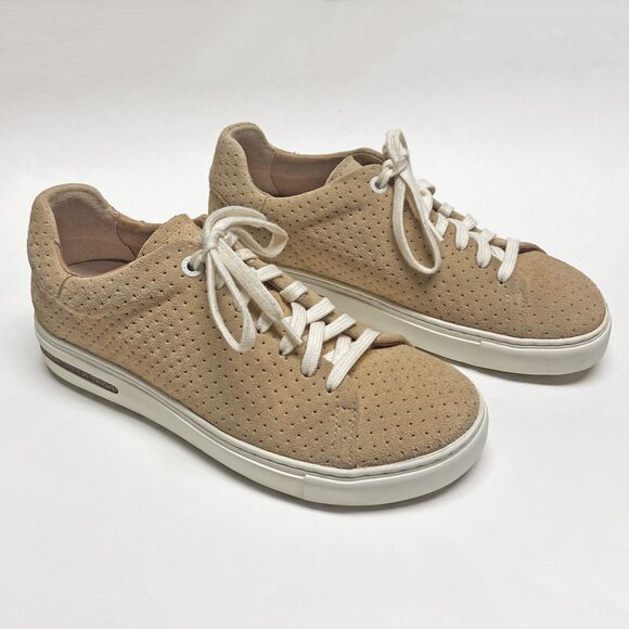 Birkenstock Bend Low Beige Tan Suede Embossed Lace-up Shoes EU 37 US 6-6.5 - Picture 1 of 9